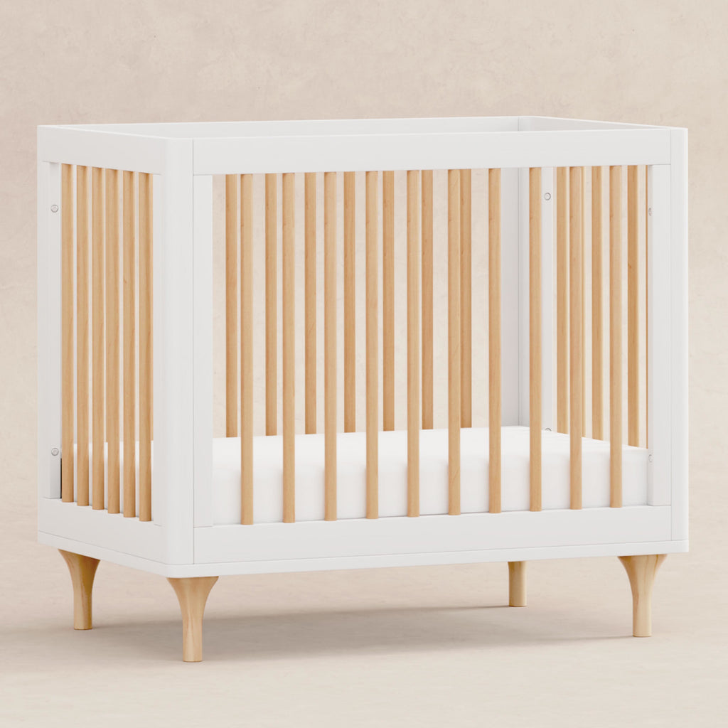 M9098WN,Babyletto,Lolly 4-in-1 Convertible Mini Crib and Twin Bed w/Toddler Bed Conversion Kit in White/Natural