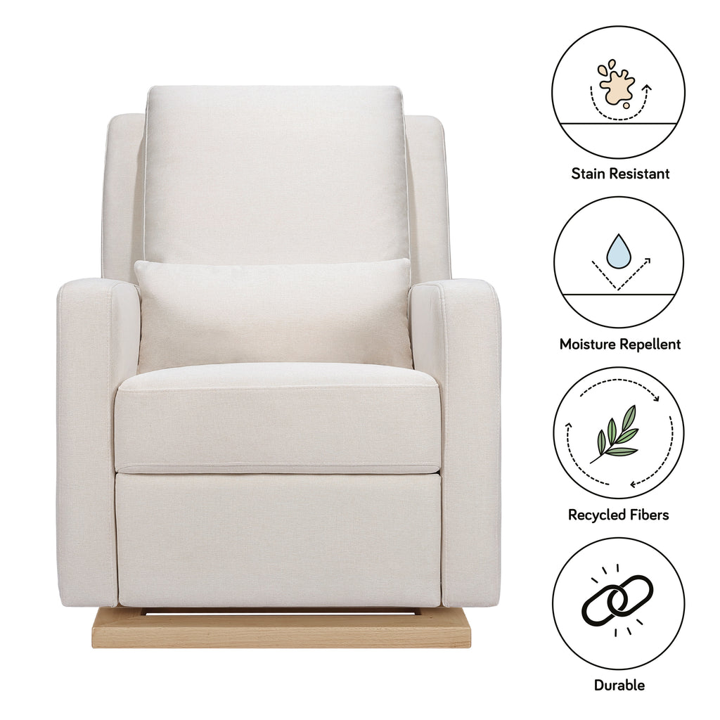 M23087PCMEWLB,Sigi Recliner and Glider in Performance Cream Eco-Weave w/ Light Wood Base