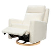 M23082CMSGLB,Babyletto,Sigi Pro Power Glider Recliner w/ Power Lumbar in Cream Shearling w/Light Wood Base
