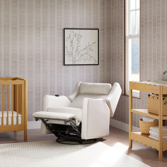 M11283PCMEW,Babyletto,Kiwi Deluxe Power Glider Recliner w/Heat&Massage in Performance Cream Eco-Weave