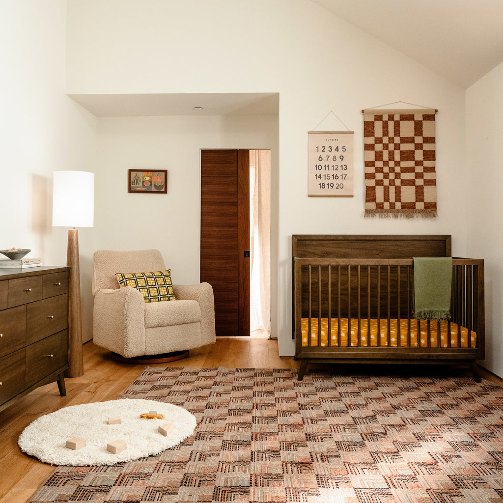M15901NL,Palma Mid-Century 4-in-1 Convertible Crib w/Toddler Bed Conversion in Natural Walnut