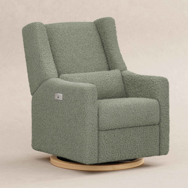 M11288STLB,Babyletto,Kiwi Glider Recliner w/ Electronic Control and USB in Sage Teddy Loop w/ Light Wood Base