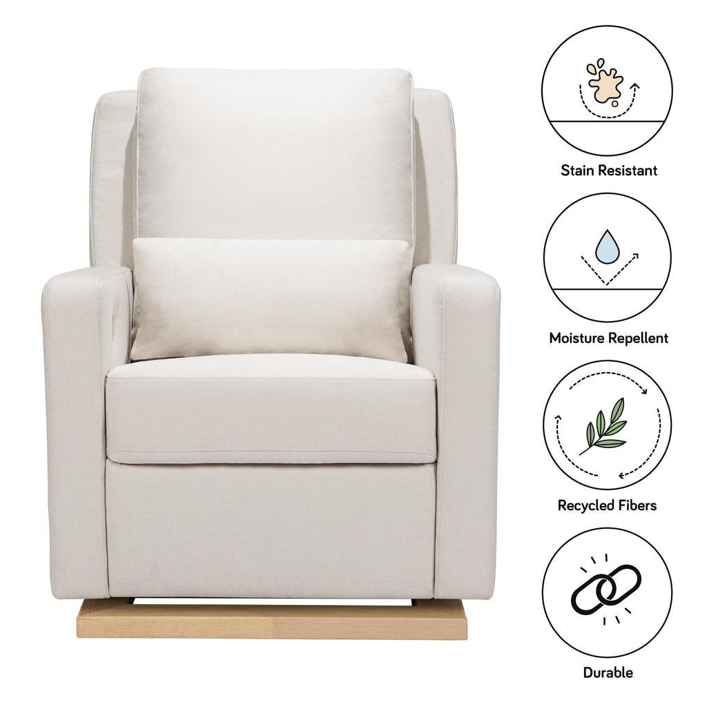 M23085PCMEWLB,Babyletto,Sigi Glider Recliner w/ Electronic Control and USB in Performance Cream Eco-Weave w/Light wood base