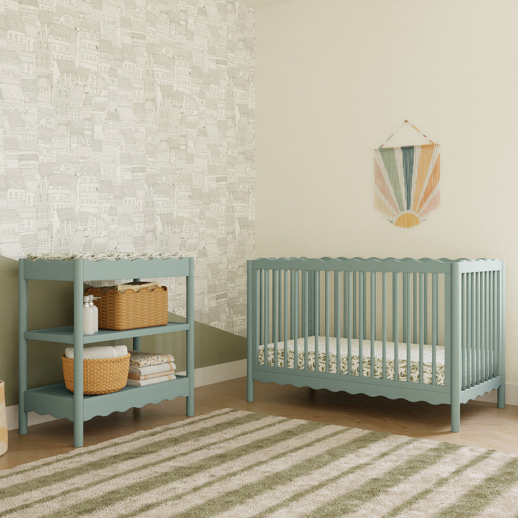 M27901LS,Babyletto,Swell 4-in-1 Convertible Crib w/Toddler Conversion Kit in Light Sage