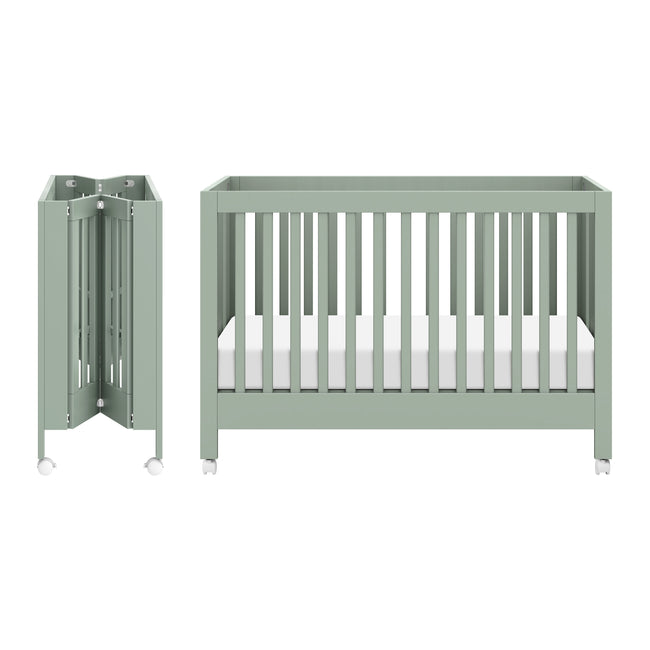 M6601LS,Babyletto,Maki Full Size Folding Crib w/ Toddler Bed Conversion Kit in Light Sage