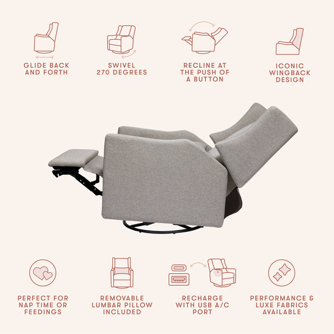 M11288PGEW,Babyletto,Kiwi Glider Recliner w/ Electronic Control and USB in Performance Grey Eco-Weave
