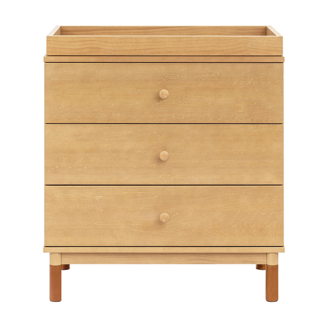 M12923HYVTL,Babyletto,Gelato 3-Drawer Changer Dresser  leather feet w/Removable Changing Tray in Honey