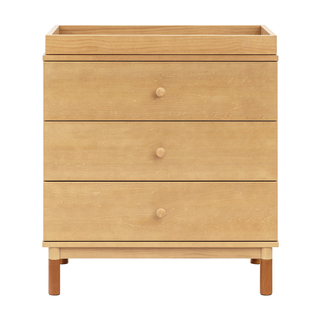 M12923HYVTL,Gelato 3-Drawer Changer Dresser  leather feet w/Removable Changing Tray in Honey
