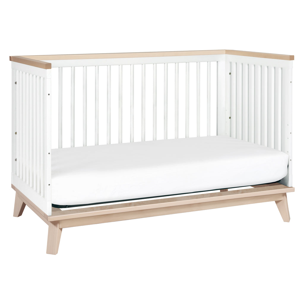 M5801WNX,Babyletto,Scoot 3-in-1 Convertible Crib w/ToddlerBedConversion Kit in White/WashedNatural