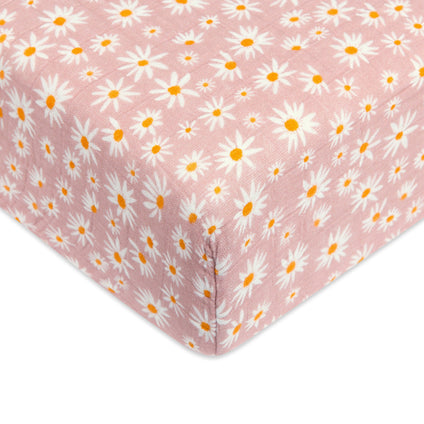 T28035,Babyletto,Daisy Muslin Crib Sheet in GOTS Certified Organic Cotton