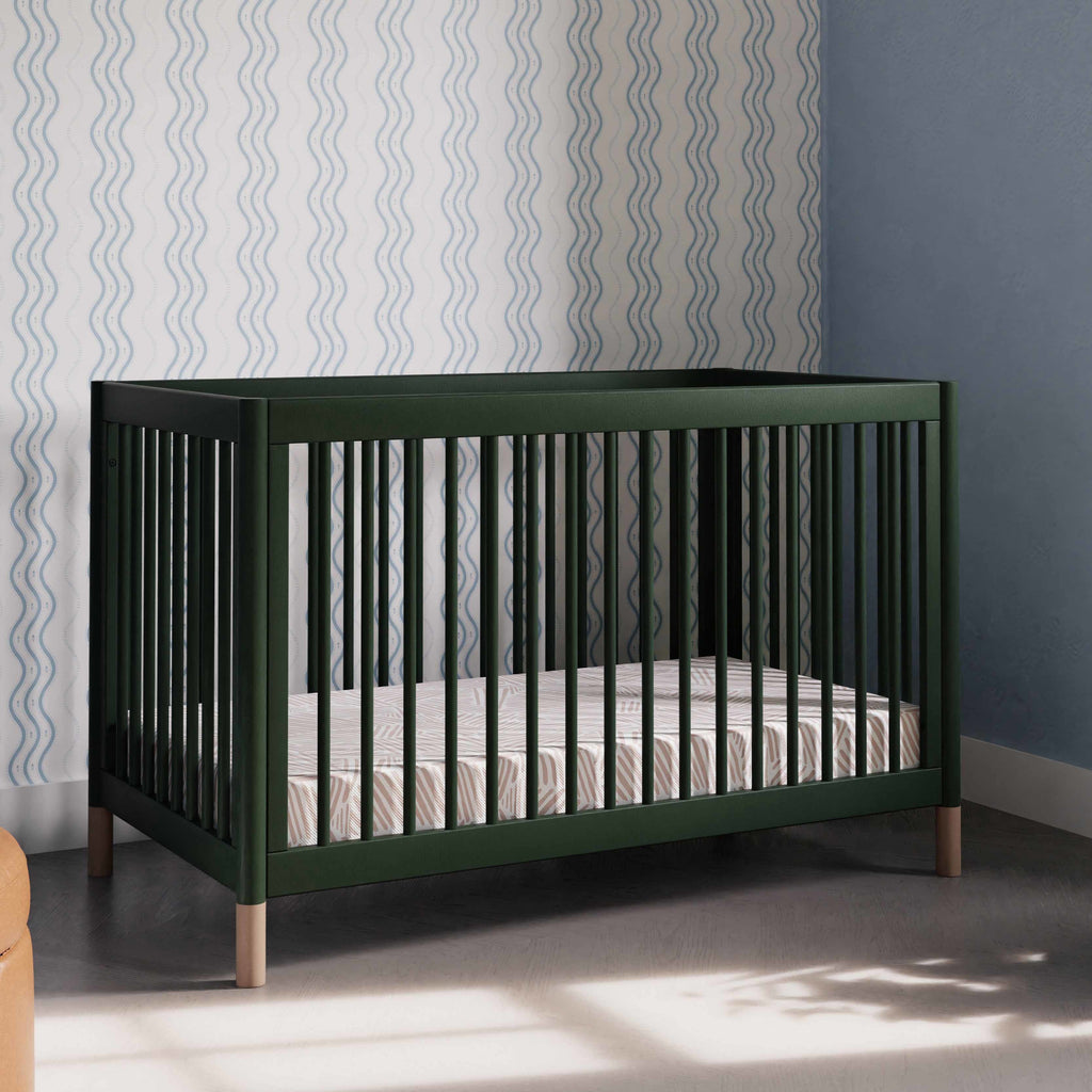 M12901FRGRBE,Babyletto,Gelato 4-in-1 Convertible Crib w/Toddler Bed Kit in Forest Green/Blonde Feet