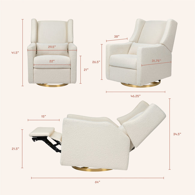 M11288WBG,Babyletto,Kiwi Glider Recliner w/ Electronic Control and USB in Ivory Boucle w/Gold Base