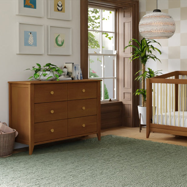 M10326CTN,Babyletto,Sprout 6-Drawer Double Dresser in Chestnut and Natural