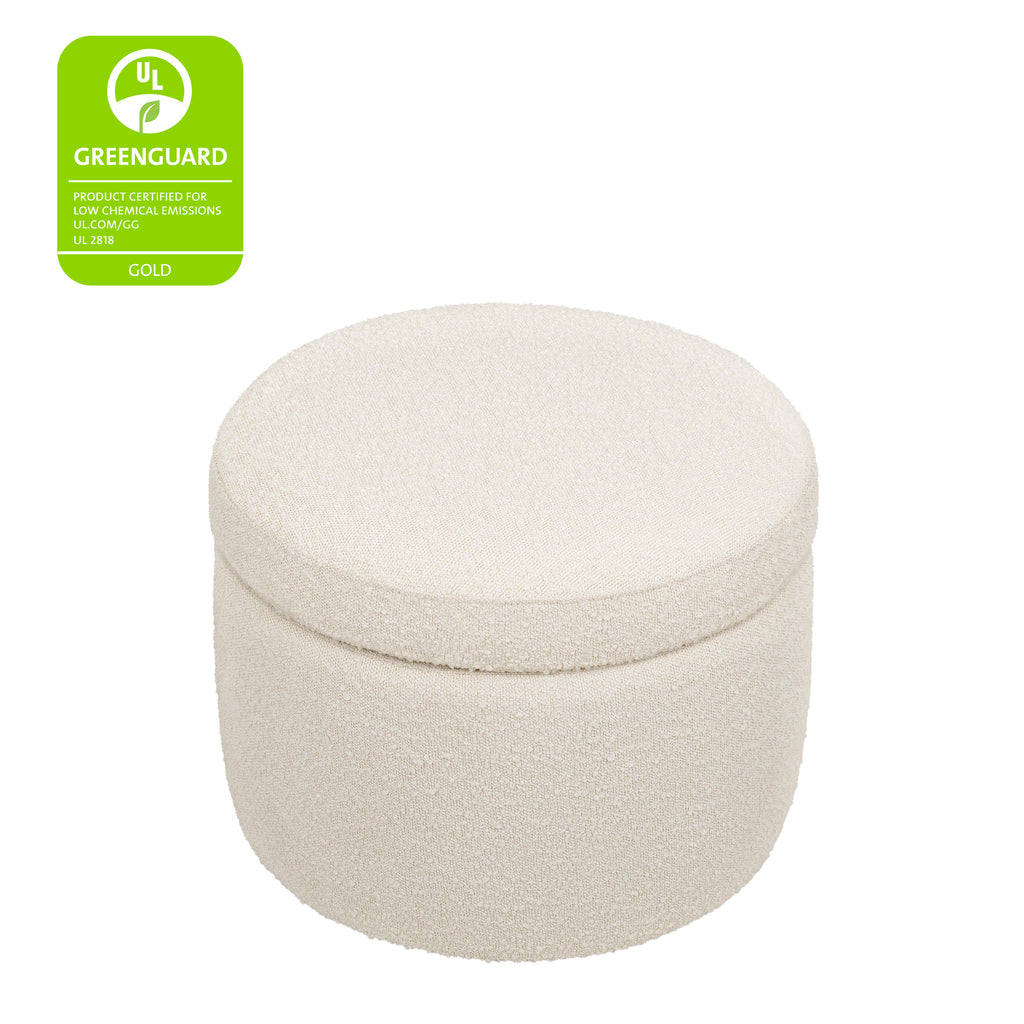 M22185WB,Wally Storage Ottoman in Ivory Boucle