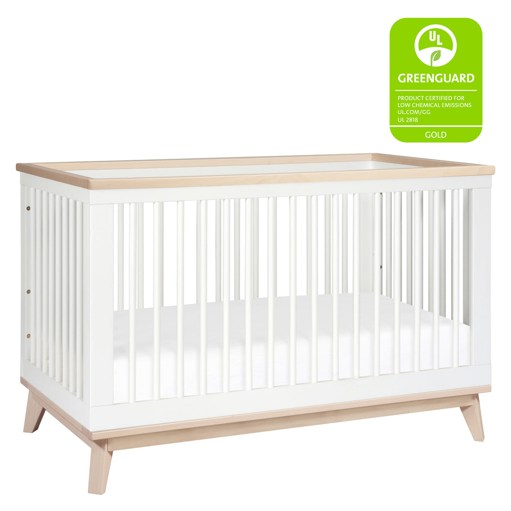 M5801WNX,Babyletto,Scoot 3-in-1 Convertible Crib w/ToddlerBedConversion Kit in White/WashedNatural