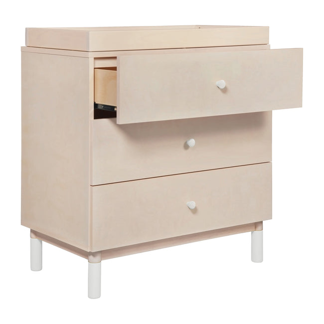 M12923NXW,Babyletto,Gelato 3-Drawer Changer Dresser  White Feet w/Removable Changing Tray in Washed Natural