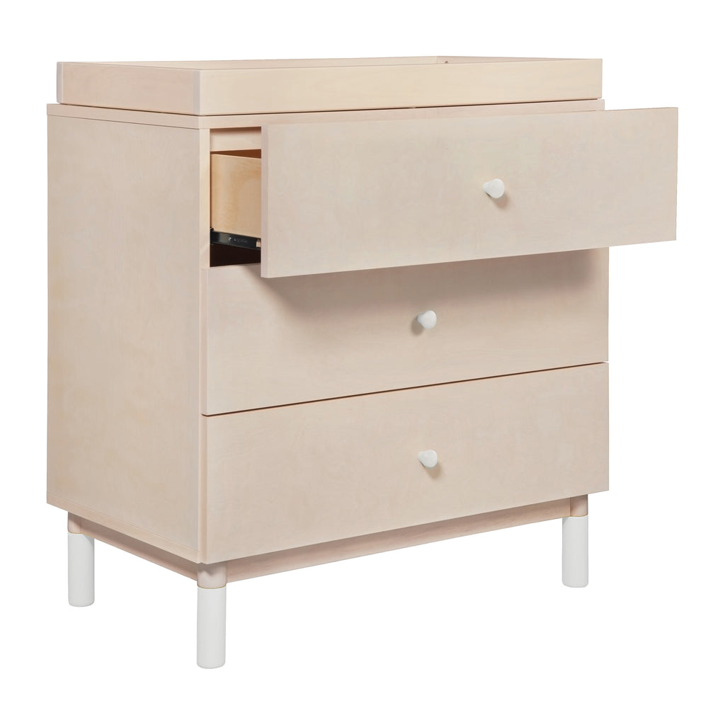 M12923NXW,Babyletto,Gelato 3-Drawer Changer Dresser  White Feet w/Removable Changing Tray in Washed Natural