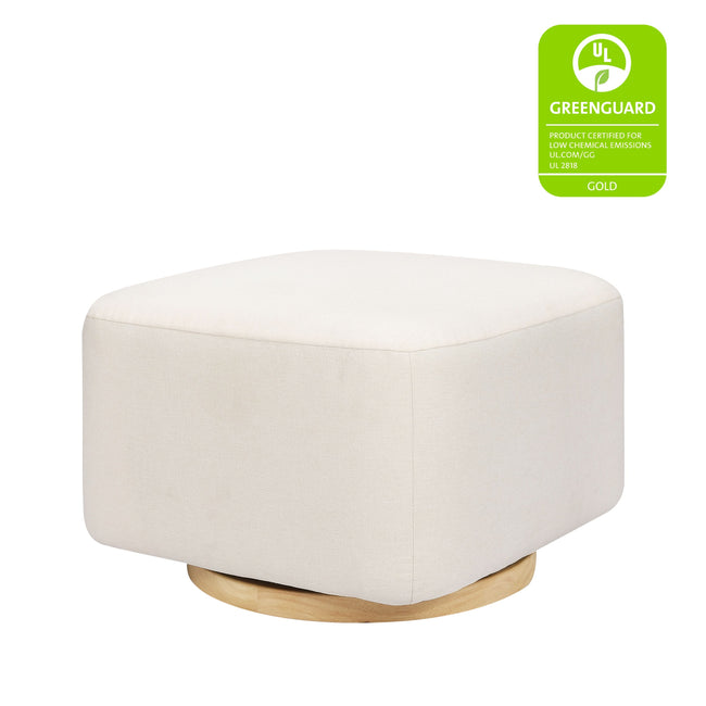 M26385PCMEWLB,Babyletto,Kiwi Gliding Ottoman in Performance Cream Eco-Weave w/ Light Wood Base