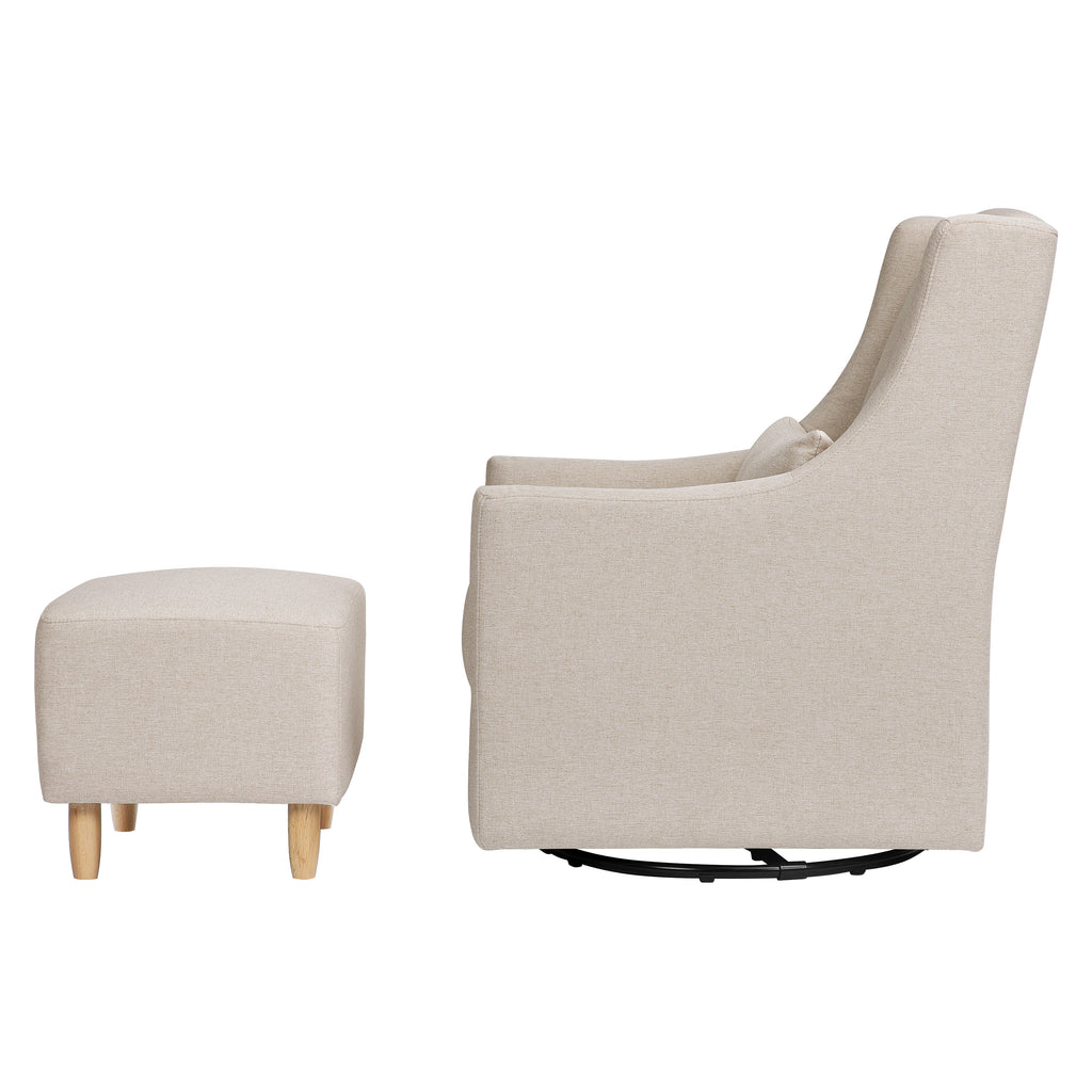 M11287PBEW,Babyletto,Toco Swivel Glider and Ottoman in Performance Beach Eco-Weave