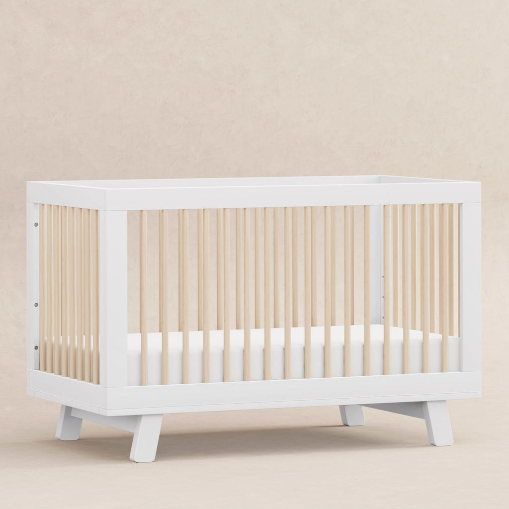 M4201WNX,Babyletto,Hudson 3-in-1 Convertible Crib w/ToddlerBedConversionKit in White/Washed Natural