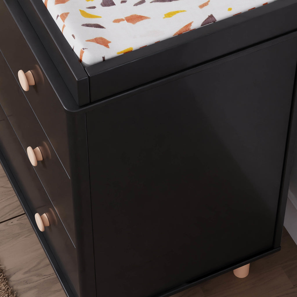 M9023BNX,Babyletto,Lolly 3-Drawer Changer Dresser w/Removable Changing Tray in Black/Washed Natural