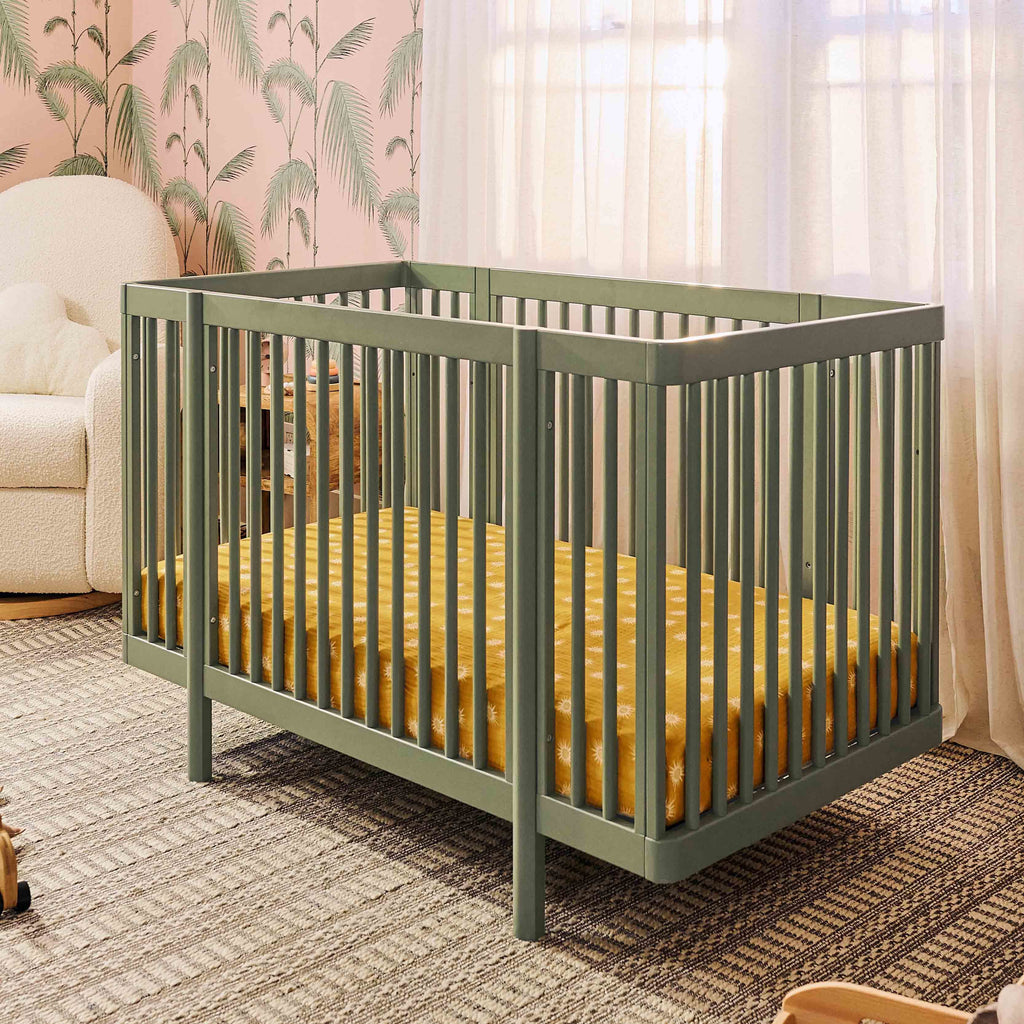 M29880OL,Babyletto,Pogo 8-in-1 Convertible Crib w/All-Stages Conversion Kits in Olive