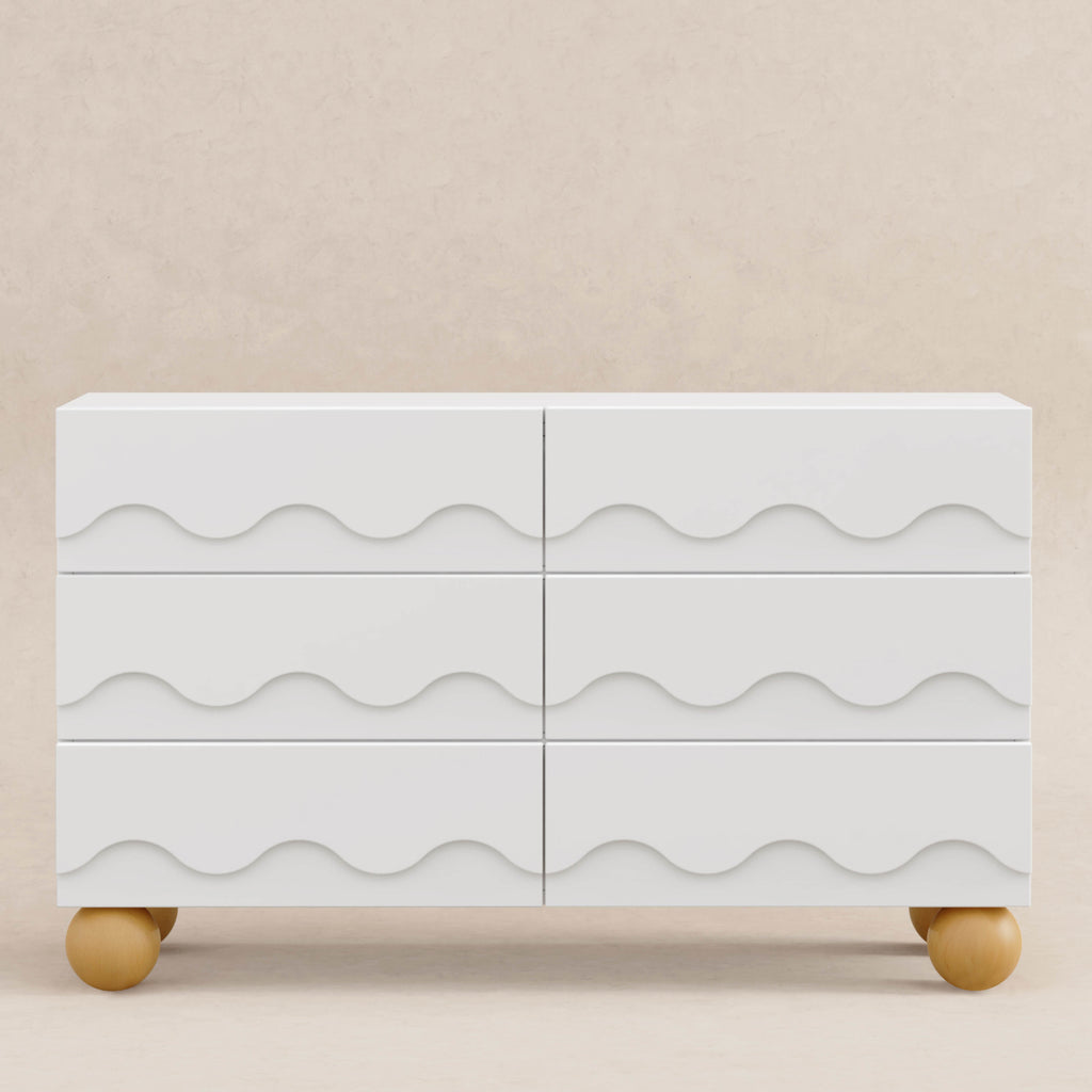 M31116WHY,Babyletto Kids,Lido Wave 6-Drawer Assembled Dresser in White and Honey