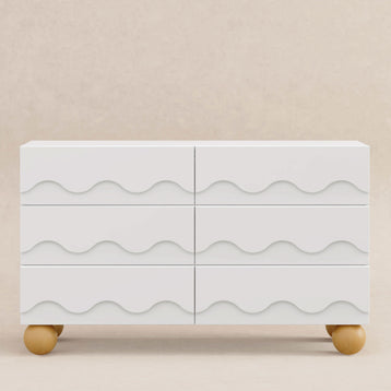 M31116WHY,Babyletto Kids,Lido Wave 6-Drawer Assembled Dresser in White and Honey