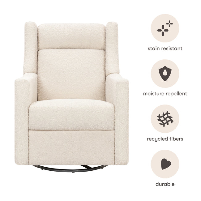 M11283PWB,Babyletto,Kiwi Deluxe Power Glider Recliner w/Heat&Massage in Performance Ivory Boucle