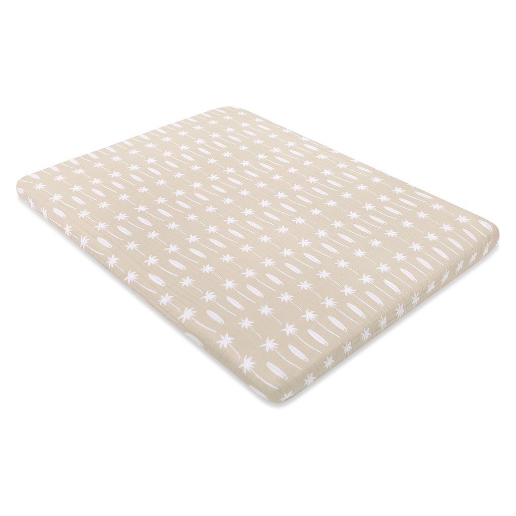 T27033,Babyletto,Beach Bum Muslin All-Stages Midi Crib Sheet in GOTS Certified Organic Cotton