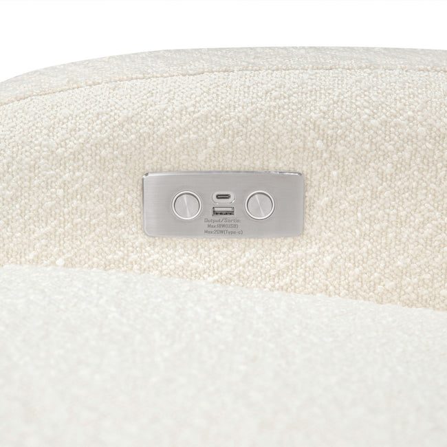 M23188WBLB,Babyletto,Nami Glider Recliner w/ Electronic Control and USB in Ivory Boucle w/Light Wood Base