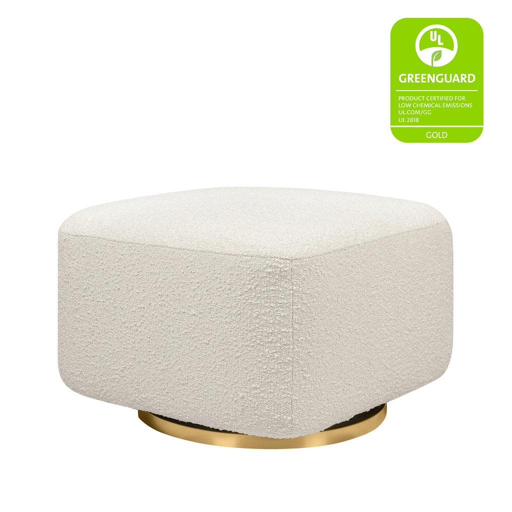 M26385WBG,Babyletto,Kiwi Gliding Ottoman in Ivory Boucle w/ Gold Base