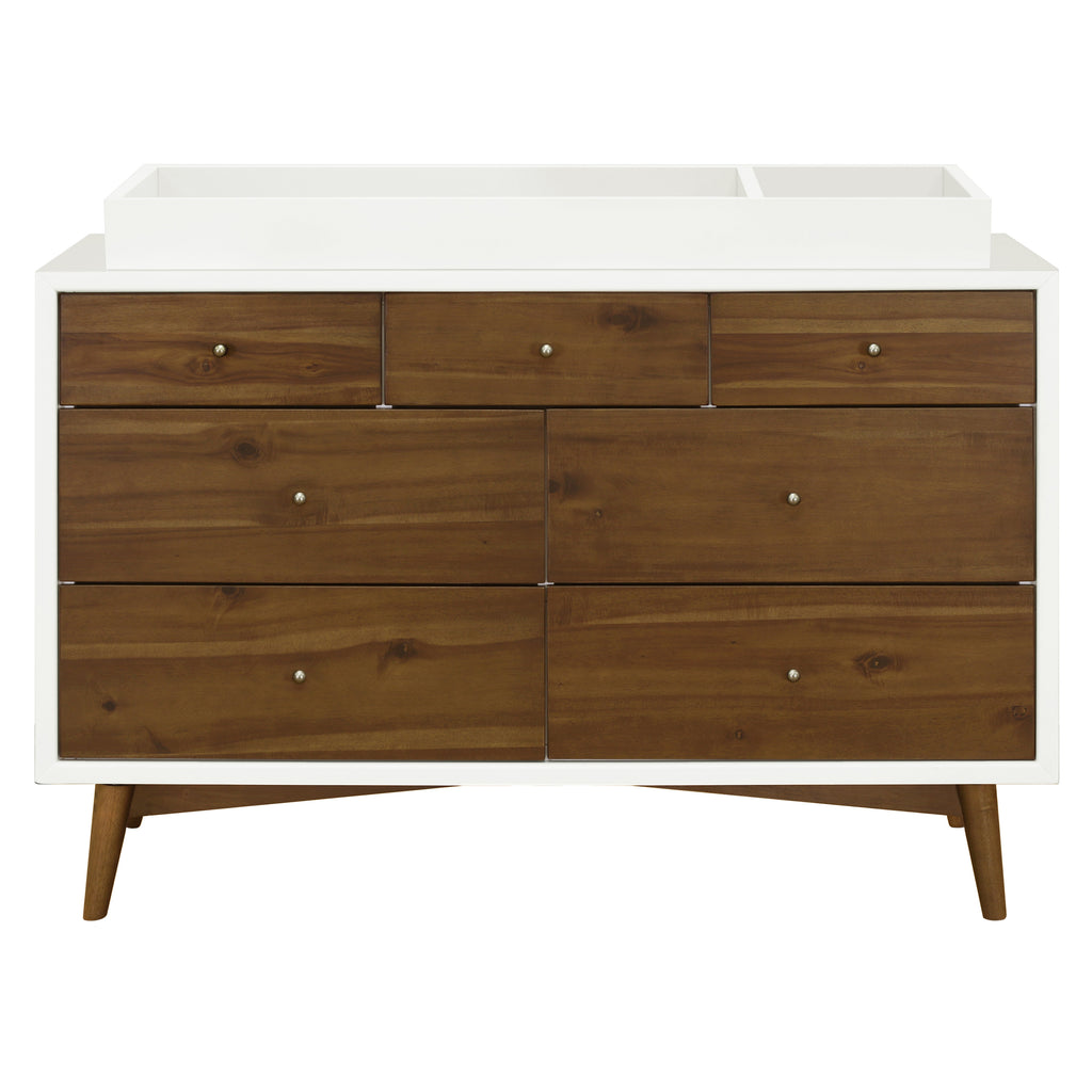 M15916RWNL,Babyletto,Palma 7-Drawer Double Dresser  Assembled in Warm White w/Natural Walnut