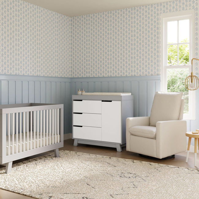 M4223GW,Babyletto,Hudson 3-Drawer Changer Dresser w/Removable Changing Tray in Grey/White