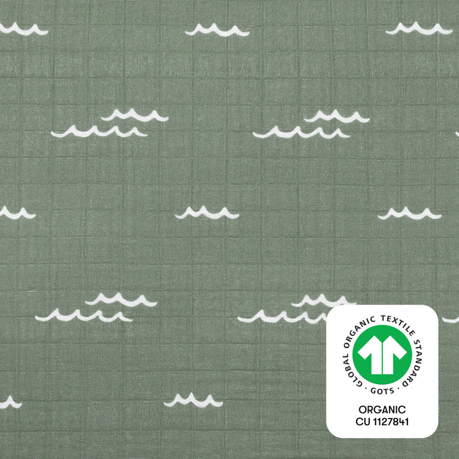 T27134,Babyletto,Ocean Waves Muslin All-Stages Bassinet Sheet in GOTS Certified Organic Cotton