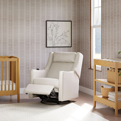 M11283PCMEW,Babyletto,Kiwi Deluxe Power Glider Recliner w/Heat&Massage in Performance Cream Eco-Weave
