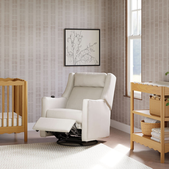 M11283PCMEW,Babyletto,Kiwi Deluxe Power Glider Recliner w/Heat&Massage in Performance Cream Eco-Weave