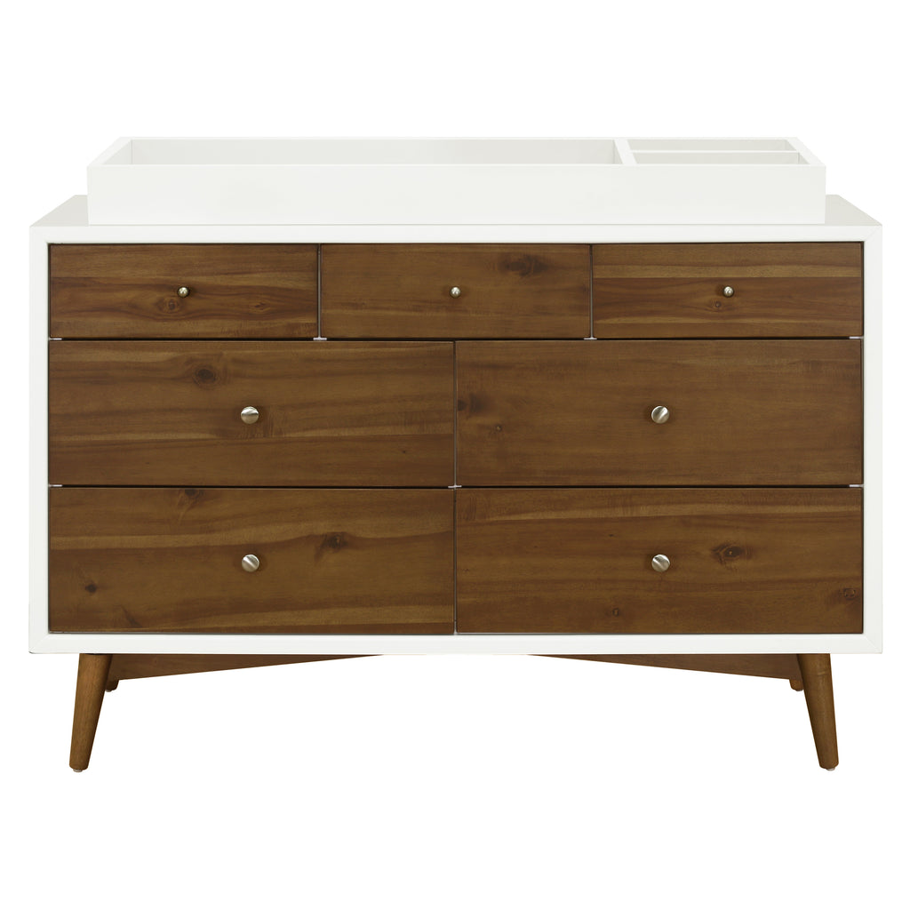 M15916RWNL,Babyletto,Palma 7-Drawer Double Dresser  Assembled in Warm White w/Natural Walnut