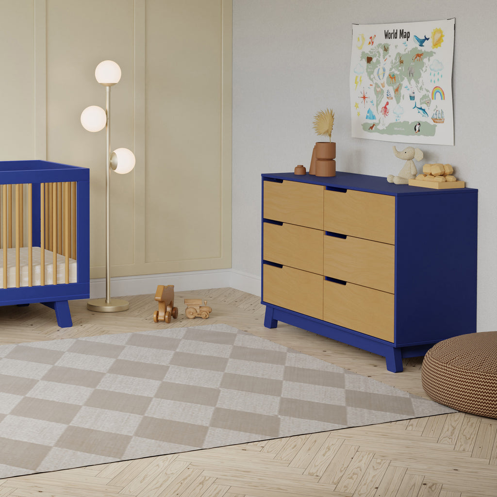 M4216CBTHY,Babyletto,Hudson 6-Drawer Double Dresser  Assembled in Cobalt and Honey