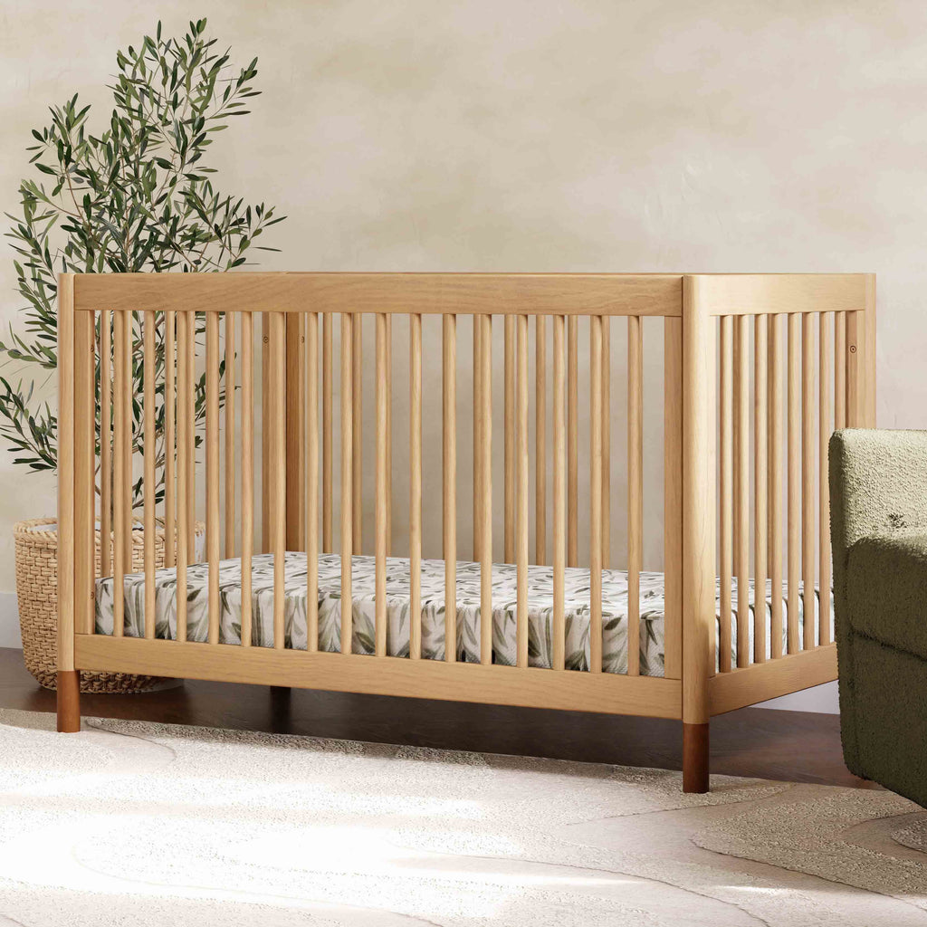 M12901HYVTL,Babyletto,Gelato 4-in-1 Convertible Crib w/Toddler Bed Kit in Honey/Vegan Tan Leather Feet