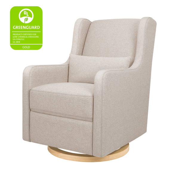 M22187PBEWLB,Babyletto,Wally Swivel Glider in Performance Beach Eco-Weave w/ Light Wood Base