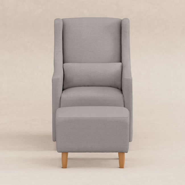 M11287PGEW,Babyletto,Toco Swivel Glider and Ottoman in Performance Grey Eco-Weave w/Natural Feet