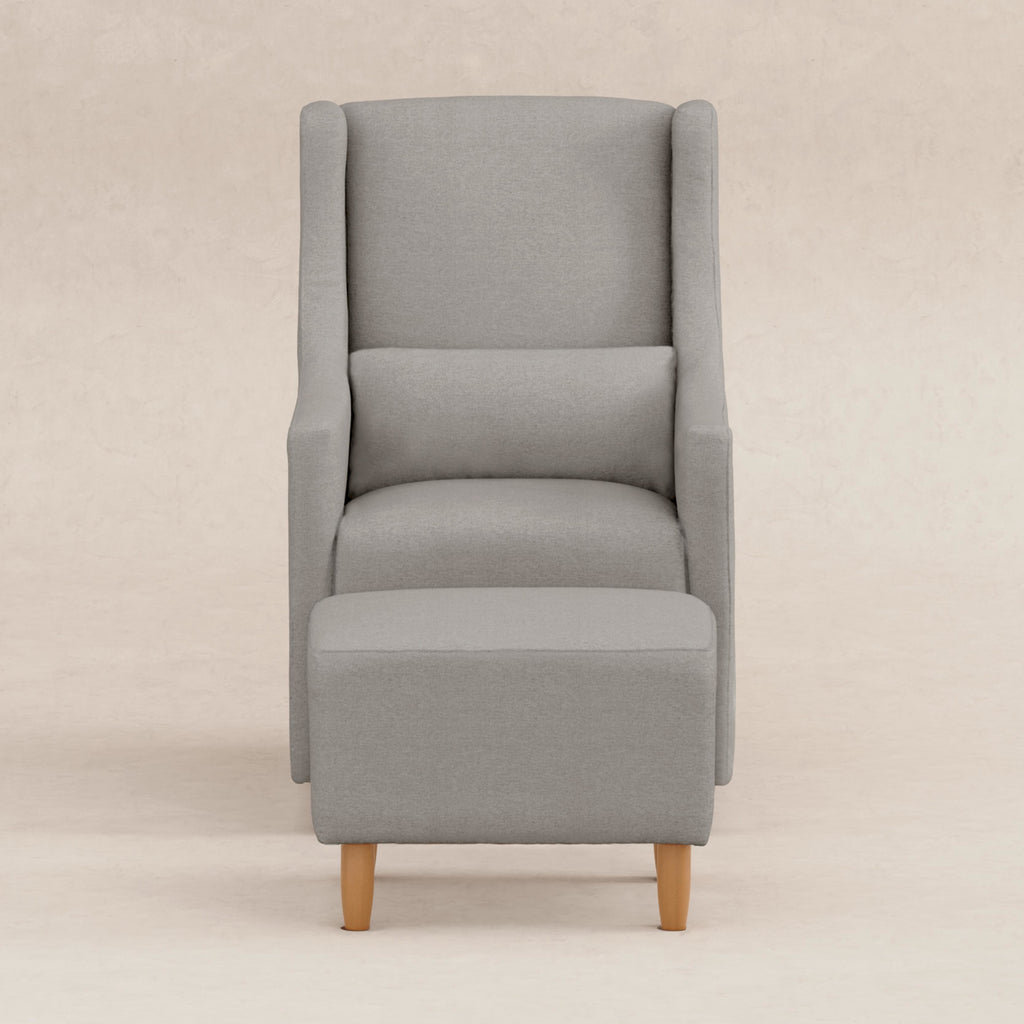 M11287PGEW,Babyletto,Toco Swivel Glider and Ottoman in Performance Grey Eco-Weave w/Natural Feet