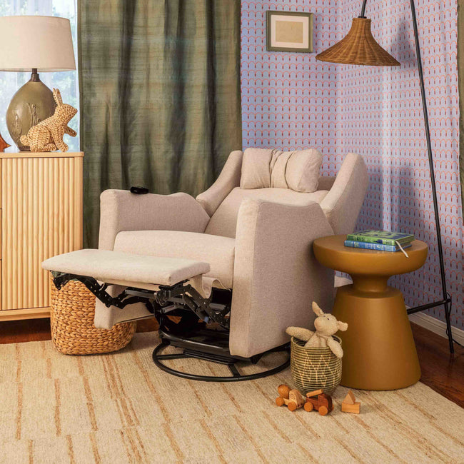 M11283PBEW,Babyletto,Kiwi Deluxe Power Glider Recliner w/Heat&Massage in Performance Beach Eco-Weave