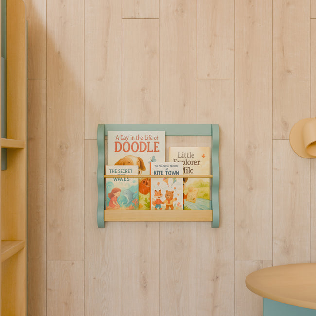 M31130LSHY,Babyletto Kids,Lido Wave Book Rack in Light Sage and Honey