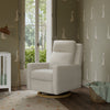 M23082CMSGLB,Babyletto,Sigi Pro Power Glider Recliner w/ Power Lumbar in Cream Shearling w/Light Wood Base