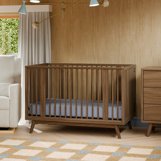 M15980NL,Babyletto,Palma 8-in-1 Convertible All-Stages® Crib w/ Bassinet & Toddler Bed Kits in Natural Walnut