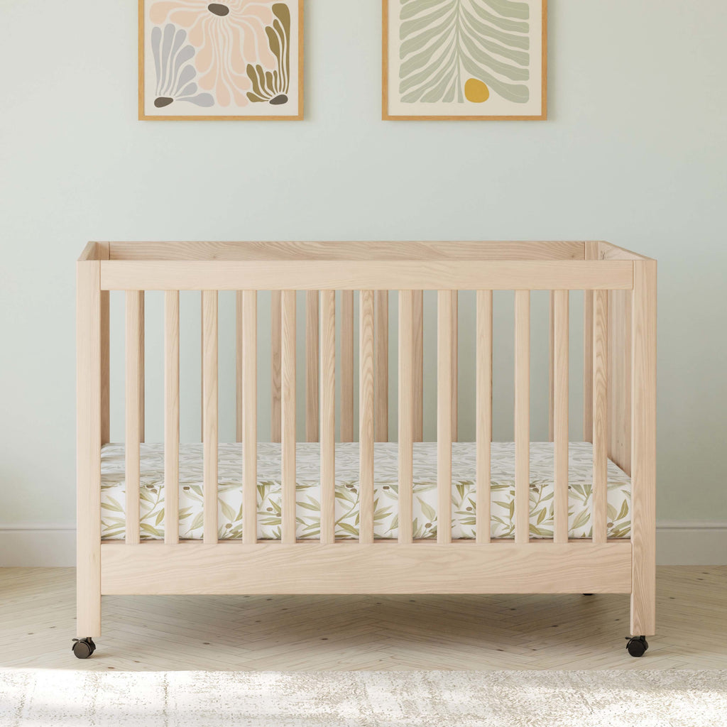 M6601NX,Babyletto,Maki Full-Size Folding Crib w/Toddler Bed Conversion Kit in Washed Natural