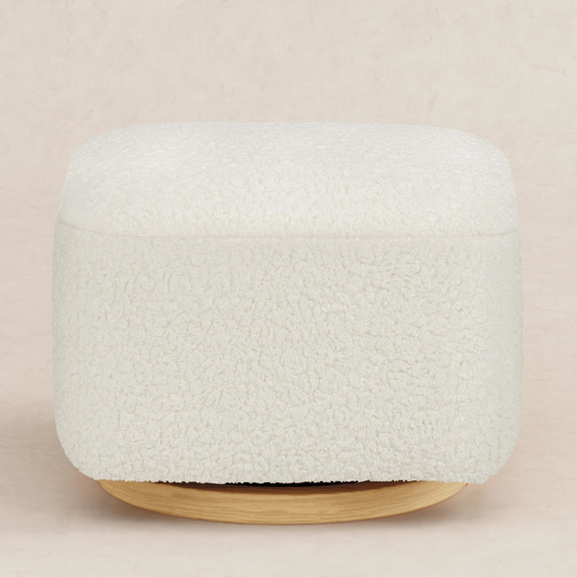 M26385CMSGLB,Babyletto,Kiwi Gliding Ottoman in Cream Shearling with Light Wood Base