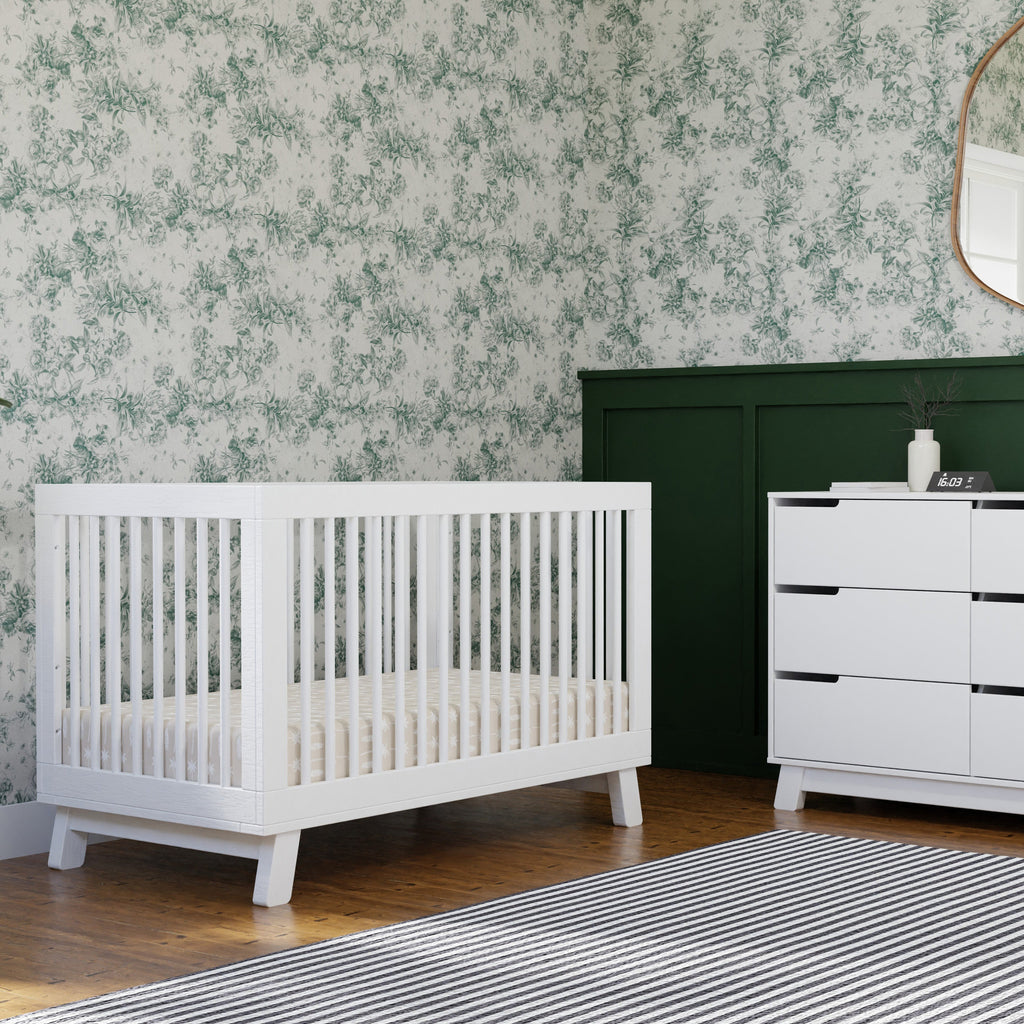 M4201W,Hudson 3-in-1 Convertible Crib w/Toddler Bed Conversion Kit in White Finish